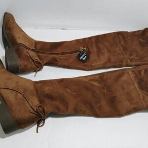 NEW Arizona Pines Over the Knee Boots Brown Faux Suede 8M AZ Jean Co
